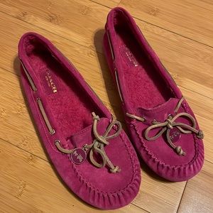 Coach pink suede loafers